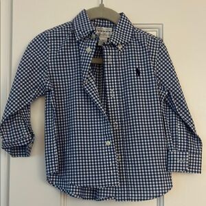 Ralph Lauren Blue and White Gingham Button Down Shirt
